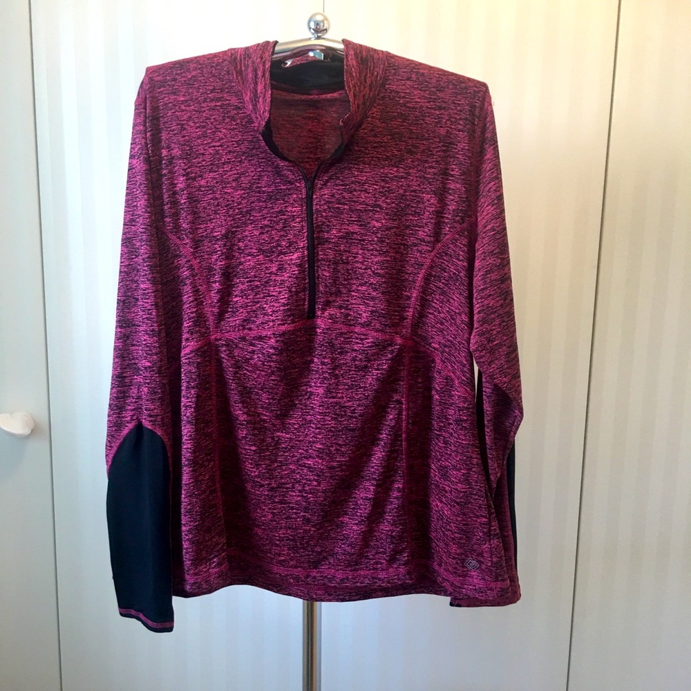 NWOT Zelos burgundy half zip quick dry pullover active top 3X